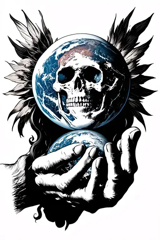 death holding earth in this hand  tattoo design idea