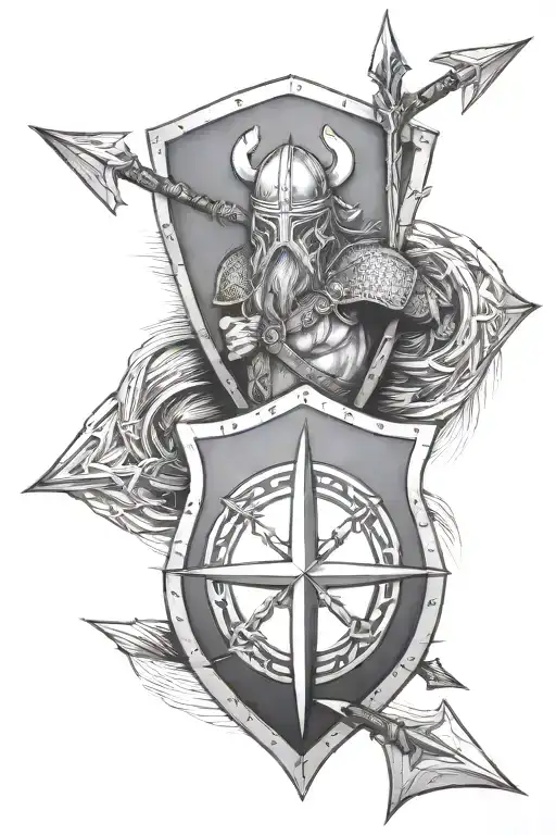 Viking sheild and arrow tattoo design idea
