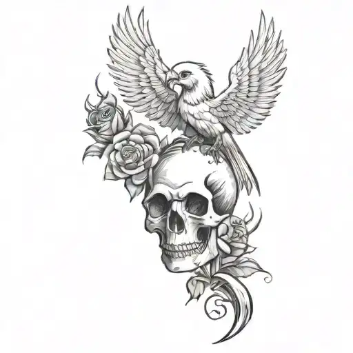 skulls and roses in phoenix rising Phoenix bird tattoo design idea