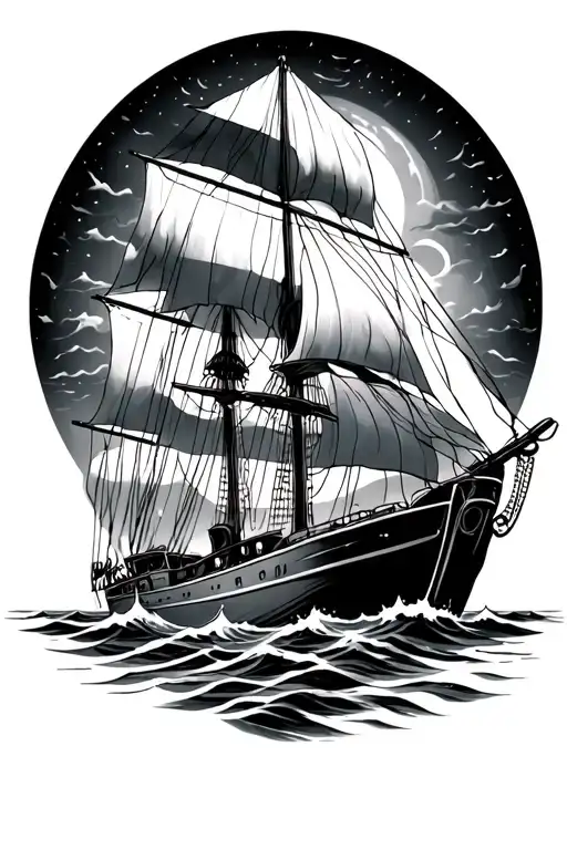 sailboat, ocean themed, animals, st jude, spooky, movie, sleeve tattoo design idea