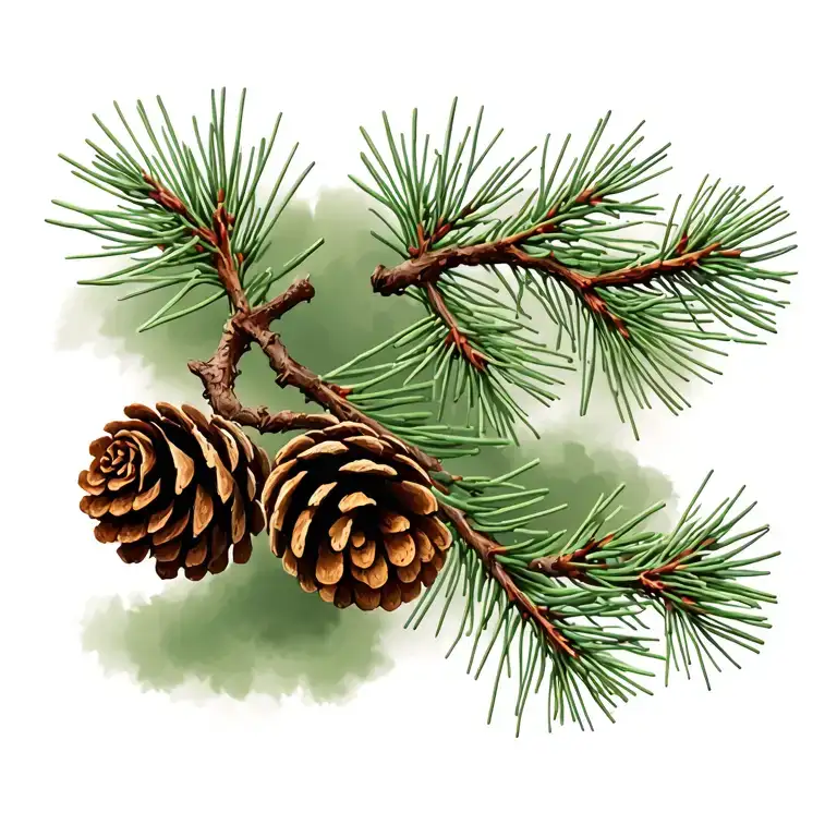 pine branch with pinecone tattoo tattoo design idea