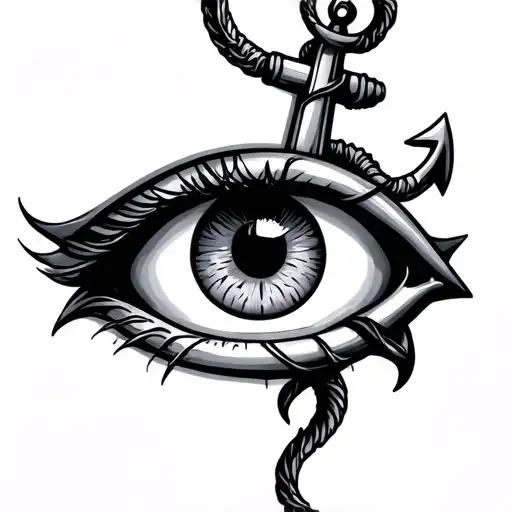 question mark, eye and anchor intertwined tattoo design idea