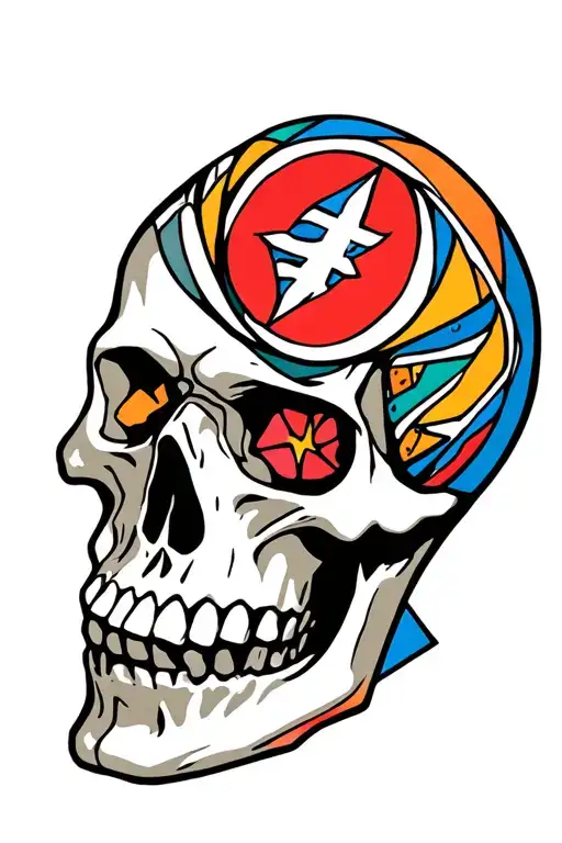 Abstract Grateful Dead stealie logo. *Just* a circle for the skull with triangles beneath it representing the jaw tattoo design idea
