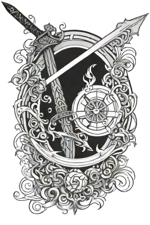 samari swordwith a portal tattoo design idea