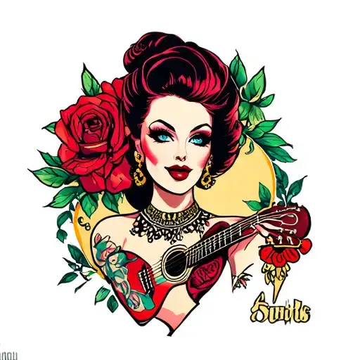 rockabilly pin-up tattoo design idea