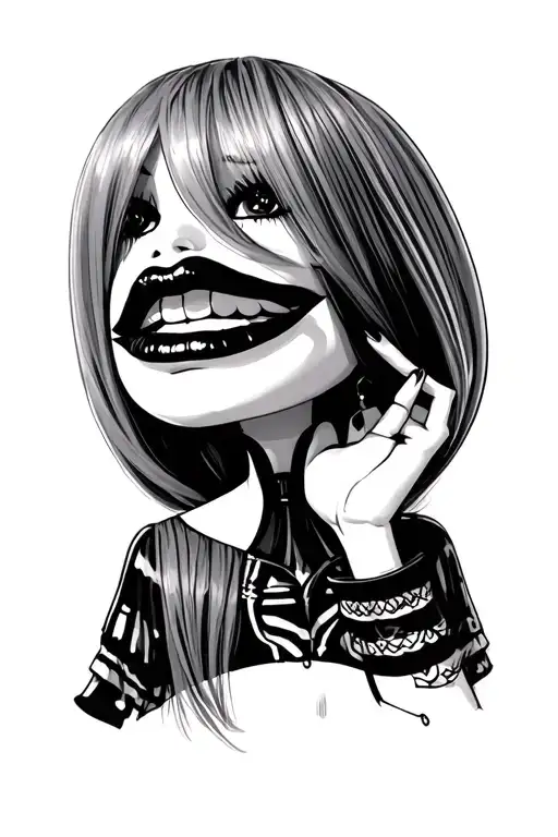 emo bratz doll big lips and lashes tattoo design idea