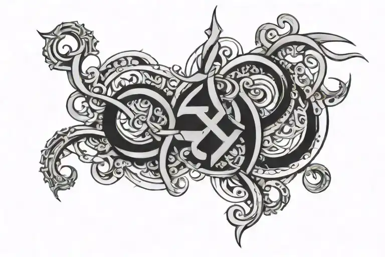 negativity and positivity symbol intertwined tattoo design idea