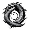 two crocodiles intertwined with each other, forming a semblance of a circle or sign of yin-yang on the knee cup tattoo design idea