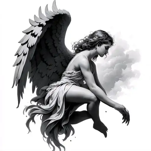 falling angel tattoo design idea