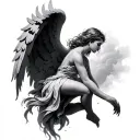 falling angel tattoo design idea