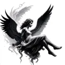 falling angel tattoo design idea