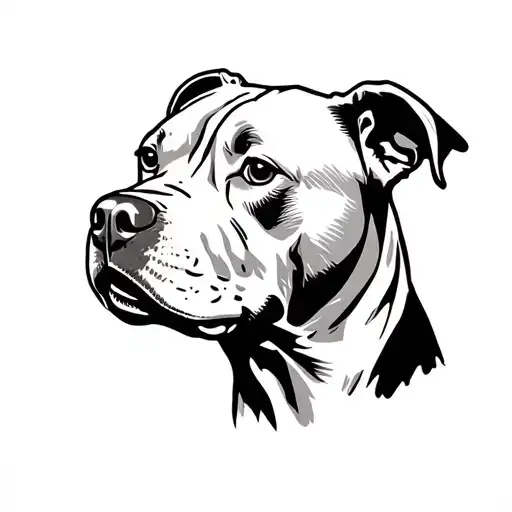 side shot pitbull face portrait graffiti style tattoo design idea