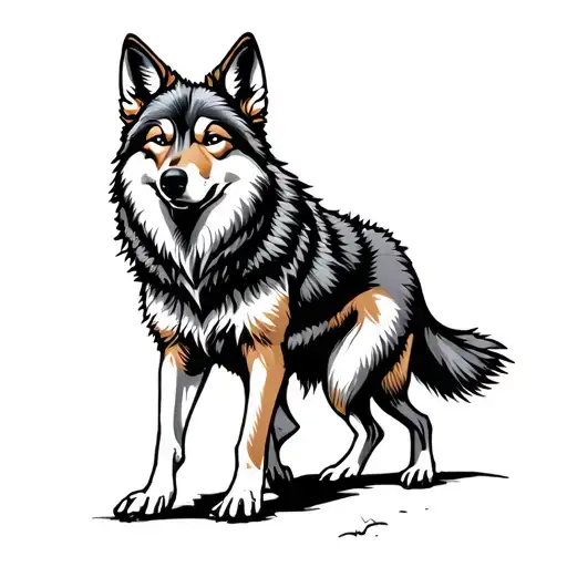 American traditional coyote walking  tattoo design idea