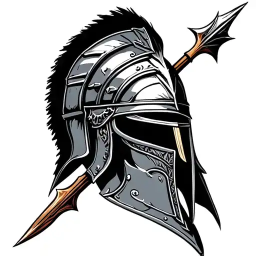 gladiator helmet spear going tattoo design idea