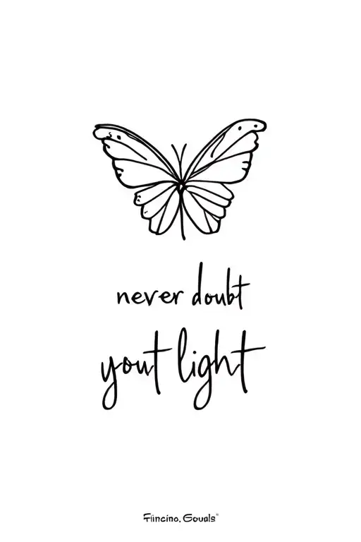 "never doubt yout light" butterfly tattoo design idea