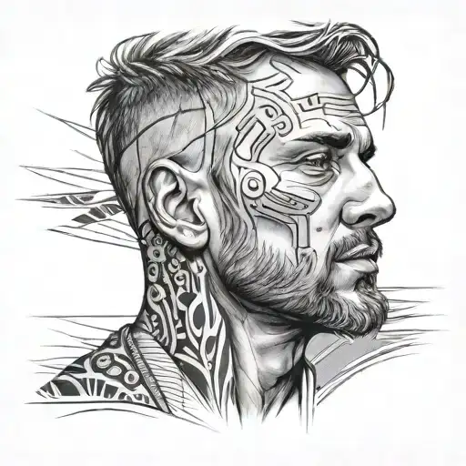 Man headshot tattoo design idea