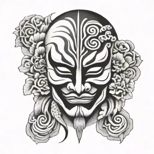 Kabuki mask inspired tattoo design idea