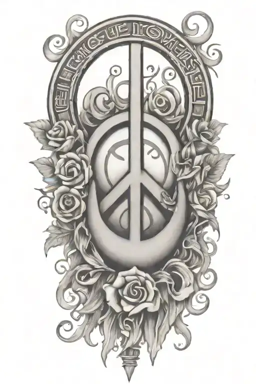 peace, love and music tattoo with quote Universal Language tattoo design idea