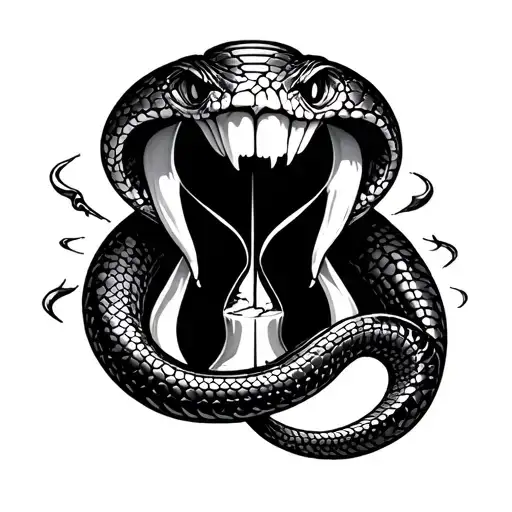 snake tooth broken hourglass tattoo design idea