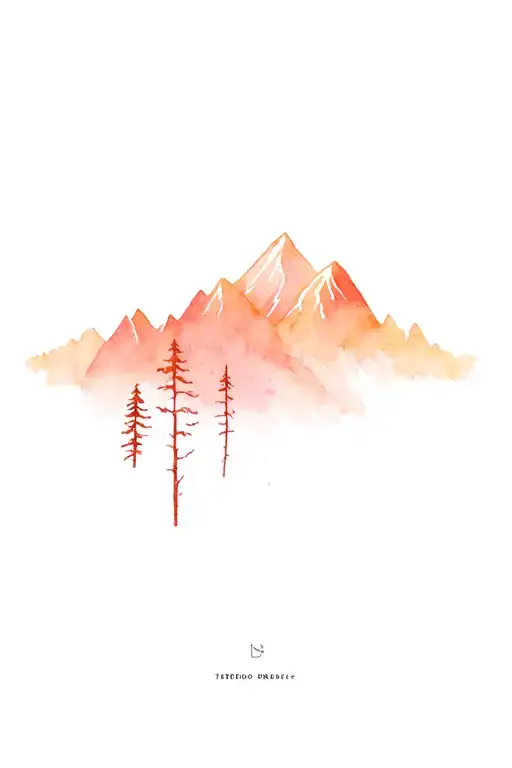 forest and mountain range tattoo design idea