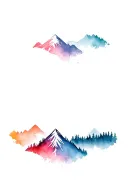 forest and mountain range tattoo design idea