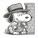 snoopy with a frank sinatra hat tattoo design idea