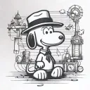 snoopy with a frank sinatra hat tattoo design idea