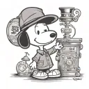 snoopy with a frank sinatra hat tattoo design idea