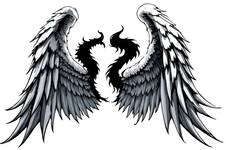 angel half demon wings tattoo design idea