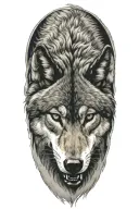 wolf head sideways tattoo design idea
