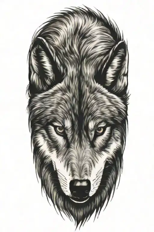 wolf head sideways tattoo design idea