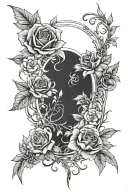 Fantasy/Romance book theme using aspects of A Court of Thorns and Roses series by Sarah J Maas and Fourth Wing Series tattoo design idea