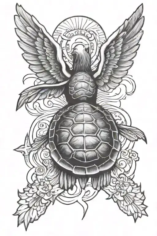 jesus cross hand palm angels wings text my guardian angel turtle 14-01-74 tattoo design idea