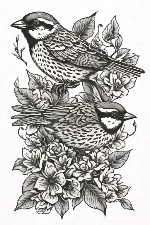two sparrows flying tattoo design idea