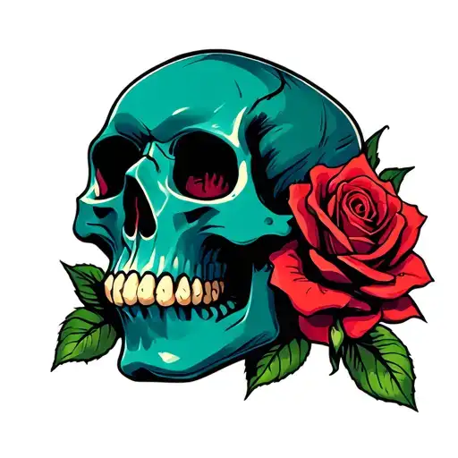 adhd audio skull rose tattoo design idea