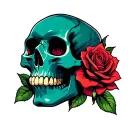 adhd audio skull rose tattoo design idea