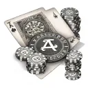A blackjack table with the client's favorite winning hand displayed, along with a stack of chips and a lucky horseshoe f tattoo design idea