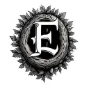 Walnut tree, letter carved in the tree tattoo design idea