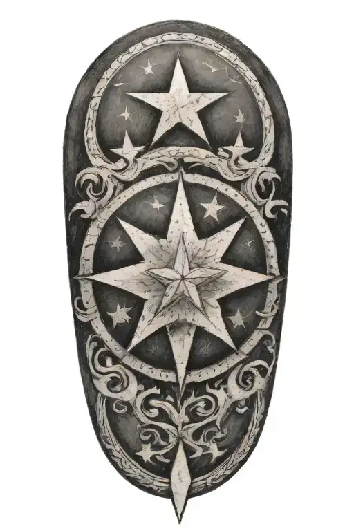 A black and grey tattoo of the Tennessee tri star  tattoo design idea