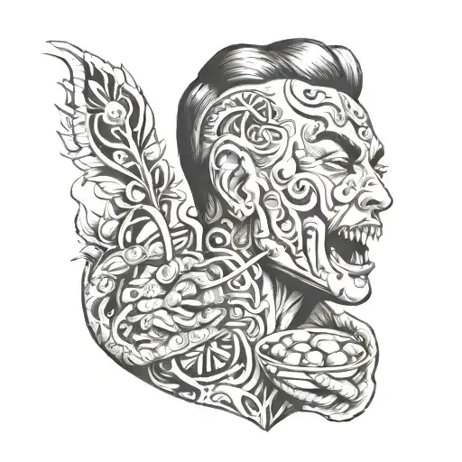 trans man eating tattoo design idea
