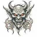 demon face tattoo design idea
