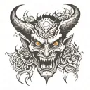demon face tattoo design idea