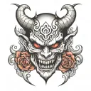 demon face tattoo design idea