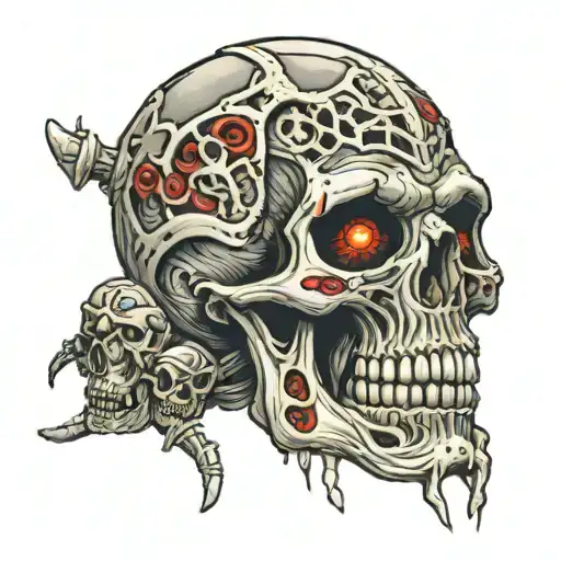 skull zombie mummy tattoo design idea