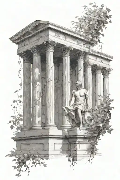 I want a tattoo that is covering the whole forearm that is the columns of Olympus around my whole forearm with  vines tattoo design idea