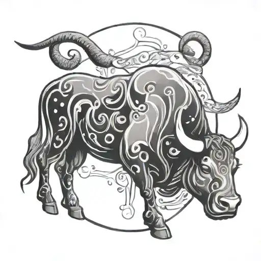 Taurus zodiac symbol constellation intertwined representing tattoo design idea