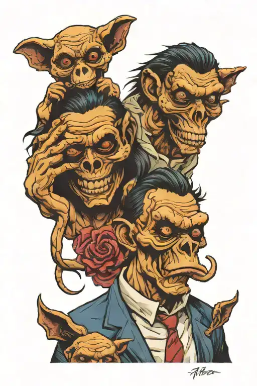 see no evil speak no evil tattoo design idea