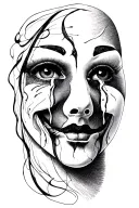 white mask, crying eye, realistic tattoo tattoo design idea