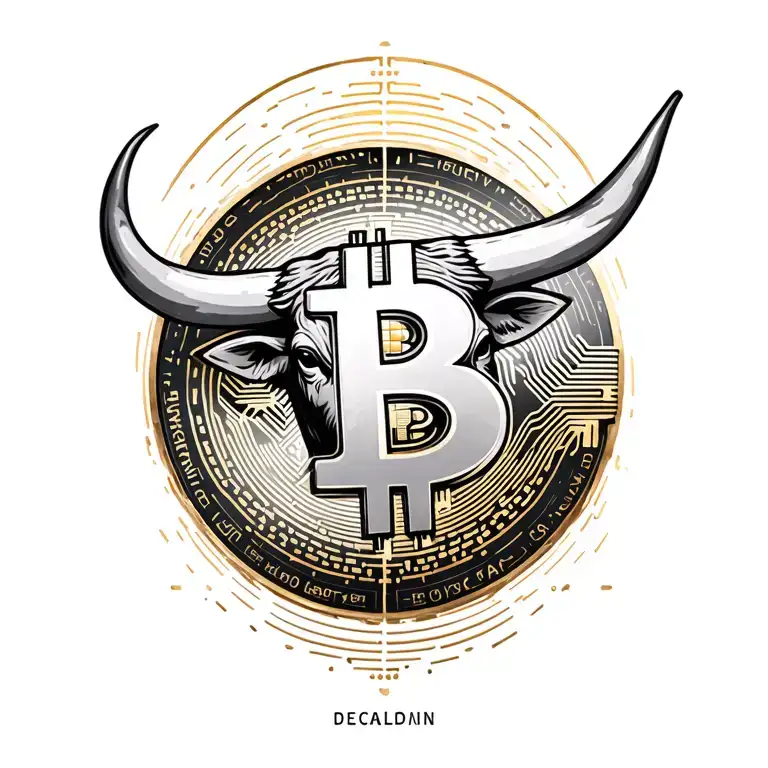 bitcoin bull with golden ratio spiral tattoo design idea