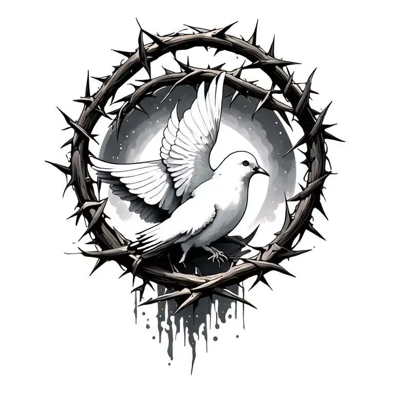 Christian crown of thorns and a Dove tattoo design idea